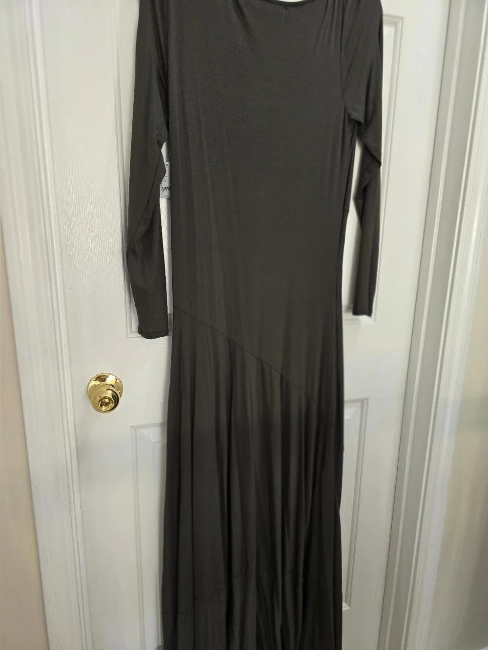 Free People Tatiana Maxi Dress Scoop Neck A-Line Long Sleeves Army Green (Olive) - Picture 7 of 8